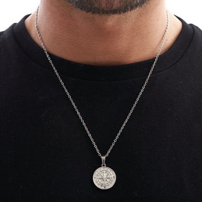 LuxeChain™ - Luxury Compass Pendant Necklace - Verrarie - Sterling Silver