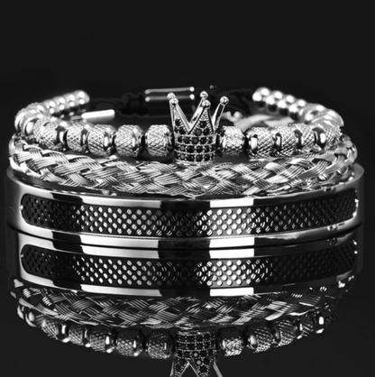 RegalSet™ - Luxury Icy Bling Crown Set - Verrarie - Matte Black / Silver