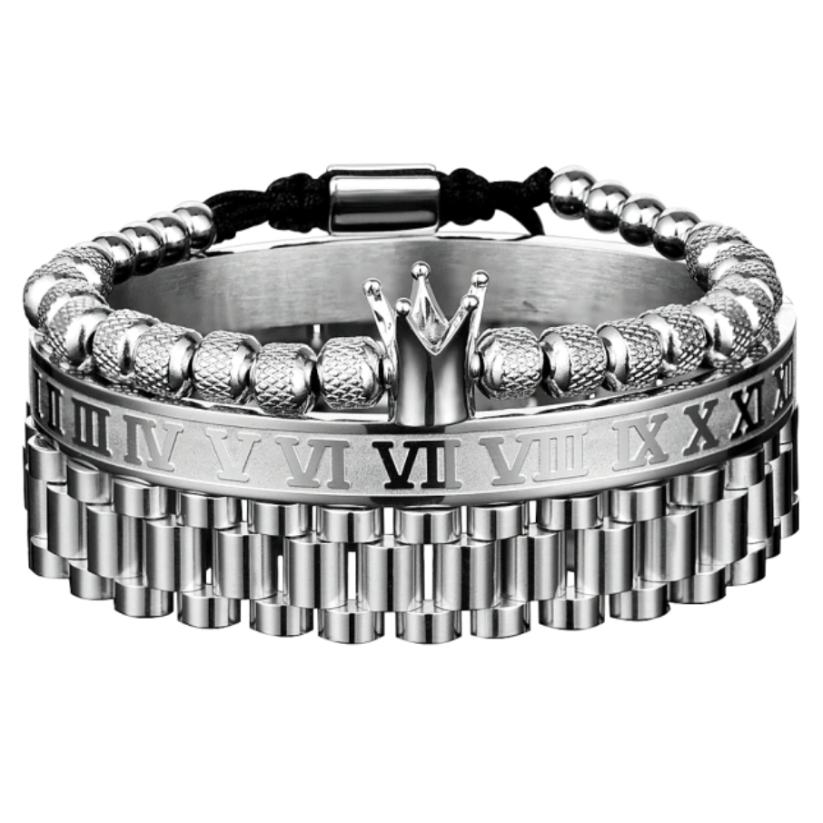 MacrameSet™ - Luxury Crown Funk Bracelet - Verrarie - Sterling Silver