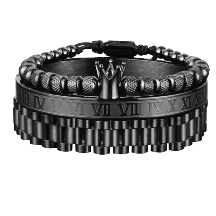 MacrameSet™ - Luxury Crown Funk Bracelet - Verrarie - Matte Black