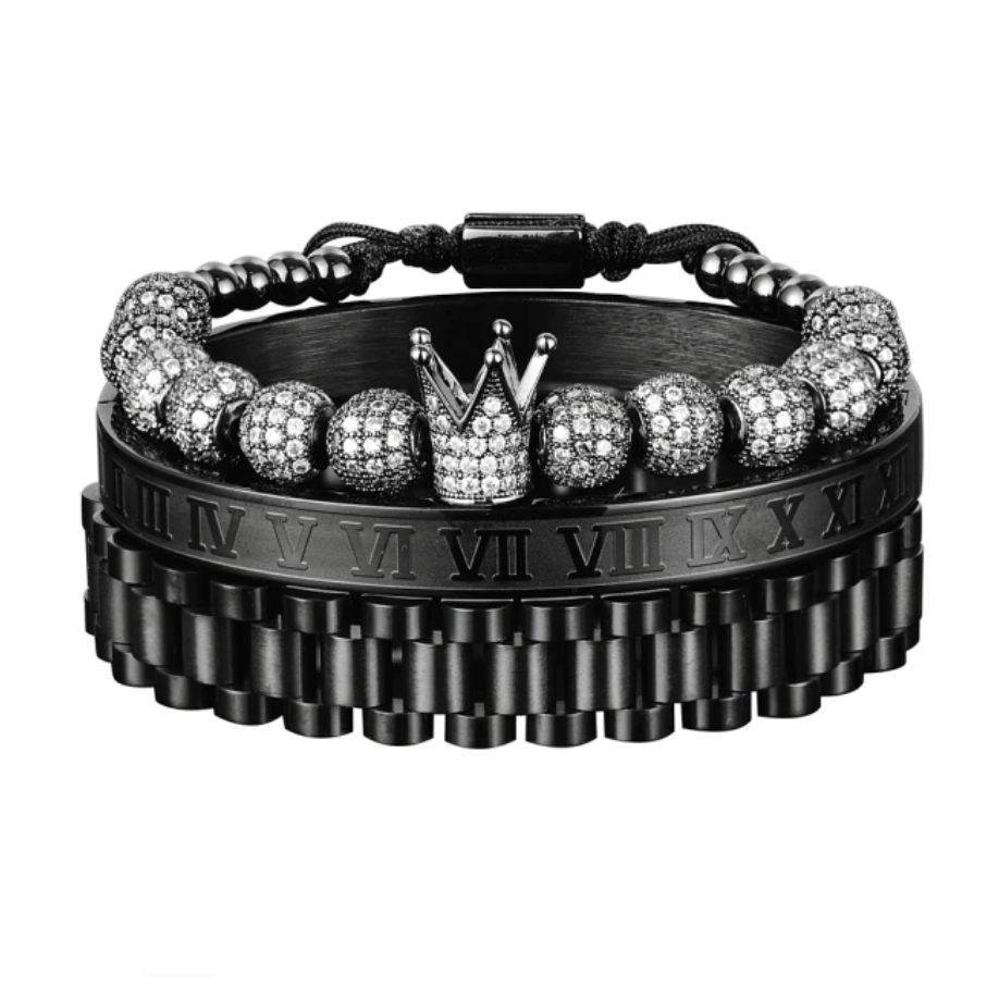 GrandSet™ - Luxury Crown Casanova Bracelet - Verrarie - Matte Black