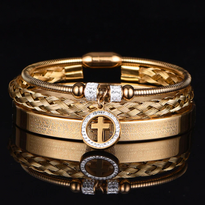 FaithSet™ - Luxury Cross Bracelet Set - Verrarie - Luxe Gold