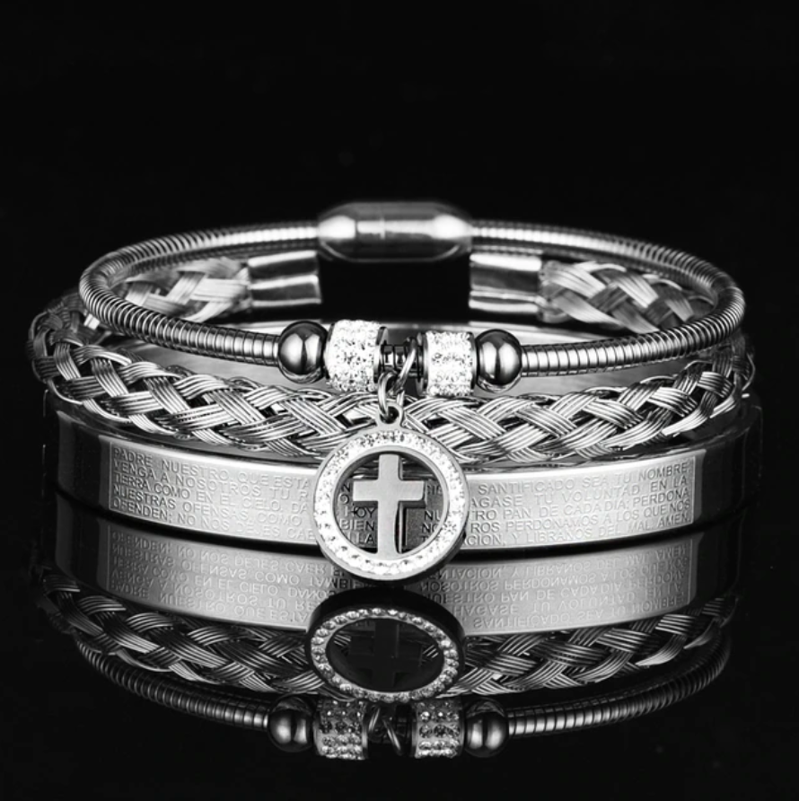 FaithSet™ - Luxury Cross Bracelet Set - Verrarie - Sterling Silver